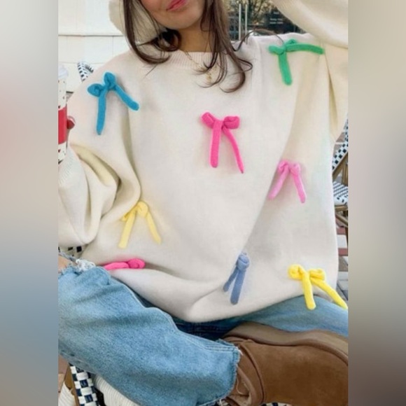 Palmer bow knot crew neck sweater - Picture 2 of 11